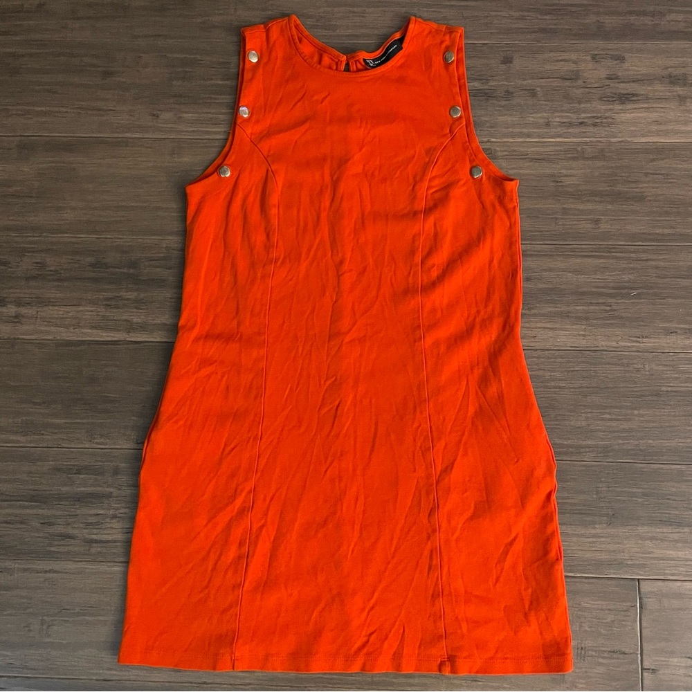 New York & Company Red Mini Dress with Pockets Sleeveless Size Medium